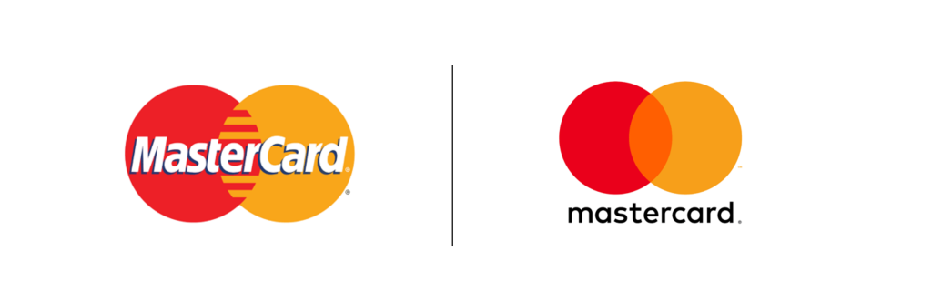 Mastercard logo before and after brand refresh