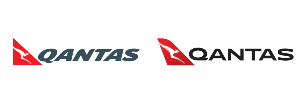 Qantas logo before and after brand refresh