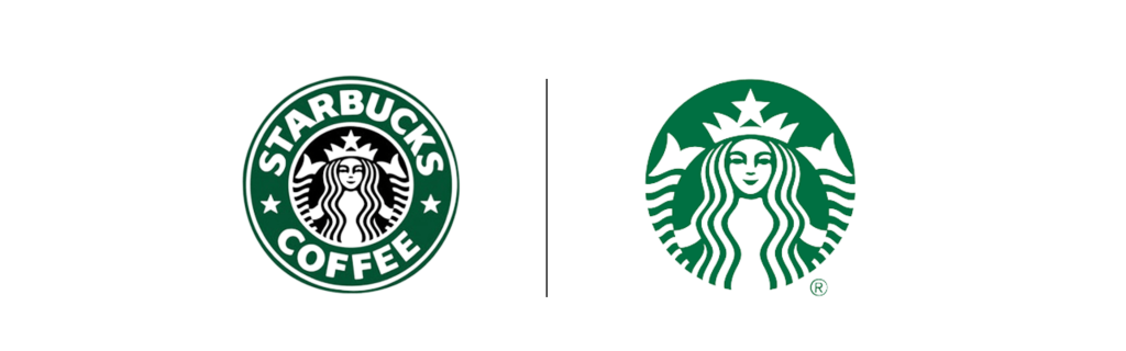 Starbucks logo before and after brand refresh